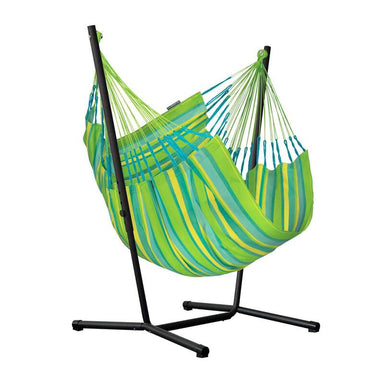 Fiji Outdoor Lime – Weather-Resistant Comfort Size Hammock Chair with Galvanized Steel Stand – complete chair and steel stand
