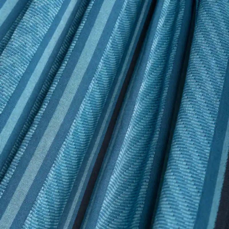 Habana Blue Zebra - Organic Cotton Comfort Hammock Chair – blue striped organic cotton closeup