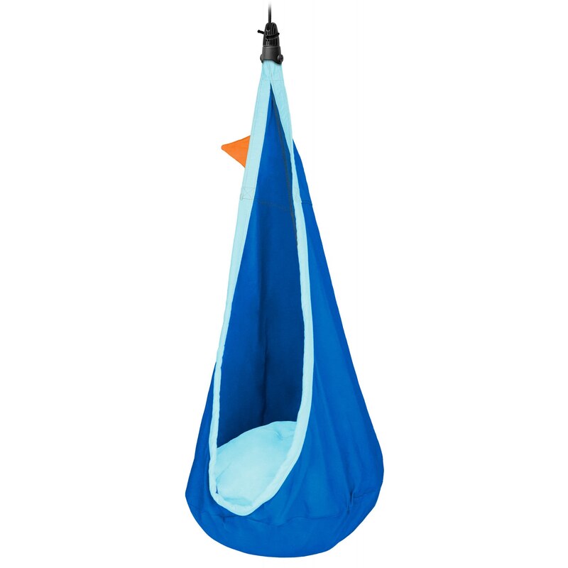 LA SIESTA Joki Dolphy Kids Hanging Nest – blue and light blue hanging nest front view