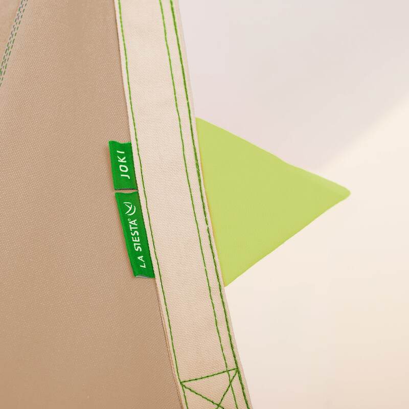 LA SIESTA Joki Teddy Kids Hanging Nest – lime tab and green label detail