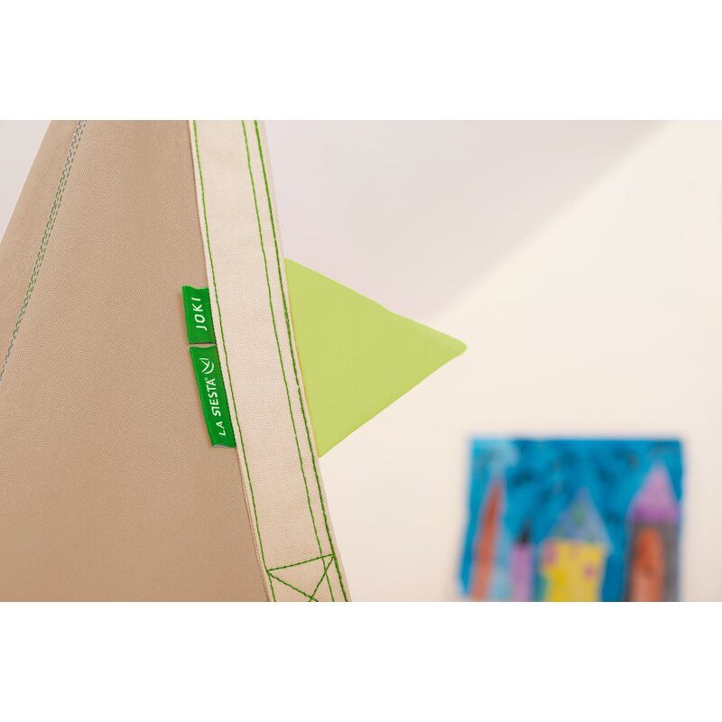 LA SIESTA Joki Teddy Kids Hanging Nest – lime tab with books in the background