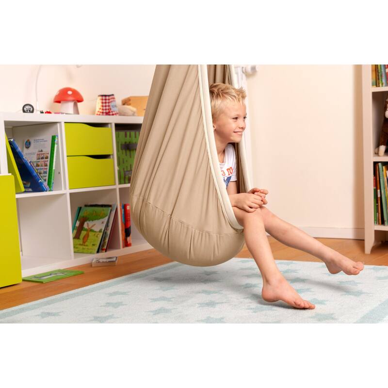 LA SIESTA Joki Teddy Kids Hanging Nest – wide view of a home reading corner