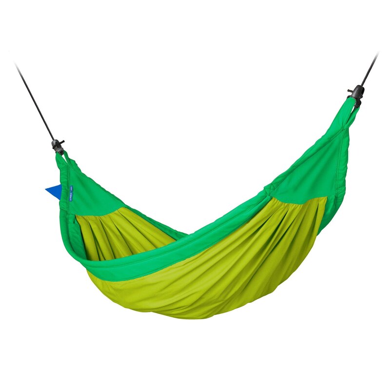 LA SIESTA Moki Froggy Kids Hammock with Suspension – lime and green padded hammock front view