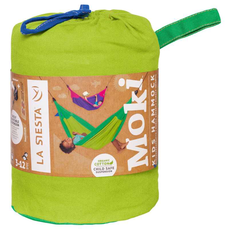 LA SIESTA Moki Froggy Kids Hammock with Suspension – packed hammock in its storage bag