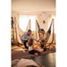 Udine Organic Latte - Organic Cotton Hammock Chair with FSC® certified Eucalyptus Stand – family spending time together indoors