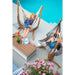 Udine Organic Latte - Organic Cotton Hammock Chair with FSC® certified Eucalyptus Stand – overhead view of a seated user