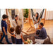 Udine Organic Latte - Organic Cotton Hammock Chair with FSC® certified Eucalyptus Stand – visitors talking in a family room