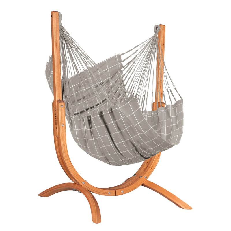 Udine Outdoor Almond - Weather-Resistant Hammock Chair with FSC® certified Eucalyptus Stand – complete Almond chair and eucalyptus stand