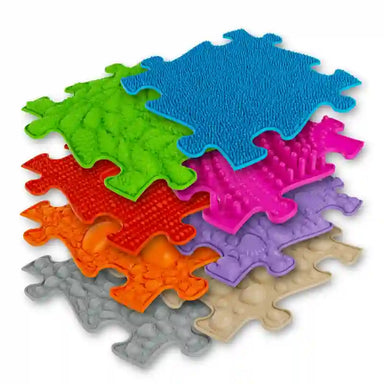 Close view of textured tiles in the Colorful Sensory Playmat Set