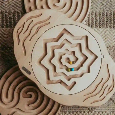 Mira Balance Board shown from above with curved wooden deck