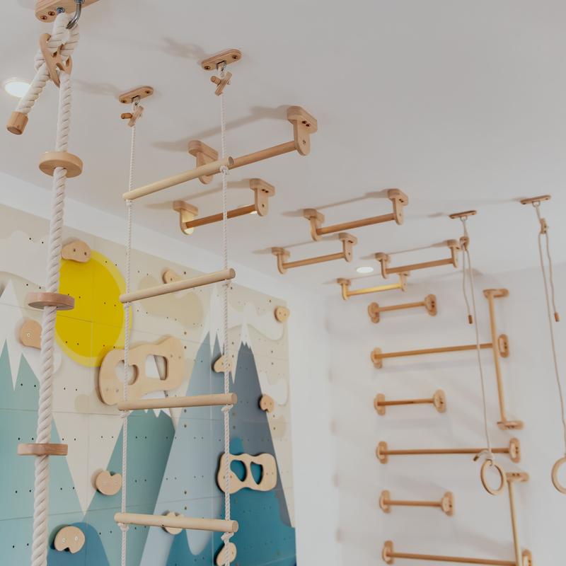 Monkey Bars Kit – ceiling-mounted bars in an Alaska playroom