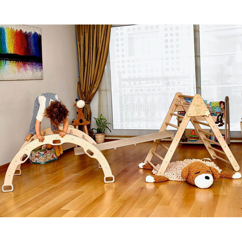Montessori Climbing Set Pikler Triangle, Climbing Arch Ramp
