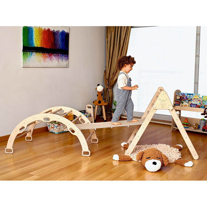 Montessori Climbing Set Pikler Triangle, Climbing Arch Ramp