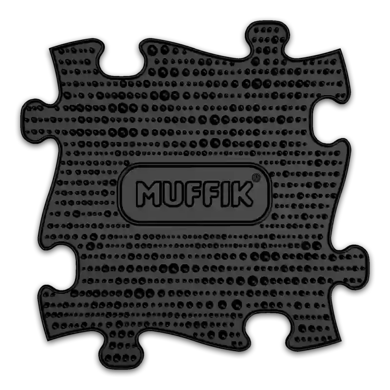 Black Muffik Soft textured tile from the Muffik Tots Vision Puzzle Set