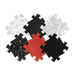 Muffik Tots Vision sensory playmat arranged in a high contrast black white and red layout
