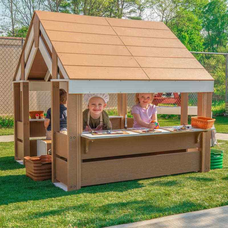 Outdoor Preschool Playhouse with kids
