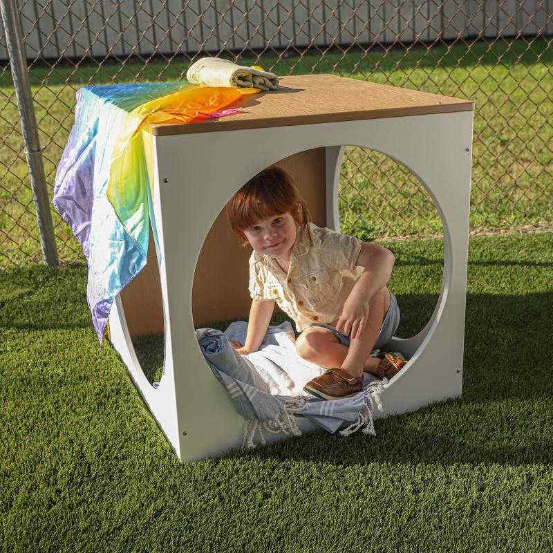 outdoorED™ Play House Cube with boy playing 
