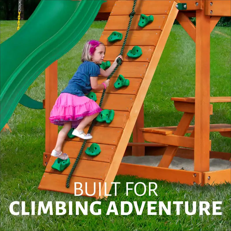 Outing with Tube Slide Swing Set – rock wall and climbing rope