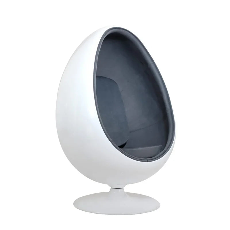 Oval Serenity Pod - Gray - angled view of the white shell and gray interior