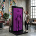 Pin Art Wall Lifesize 7.5ft - Purple - adult and child beside the purple pin art frame