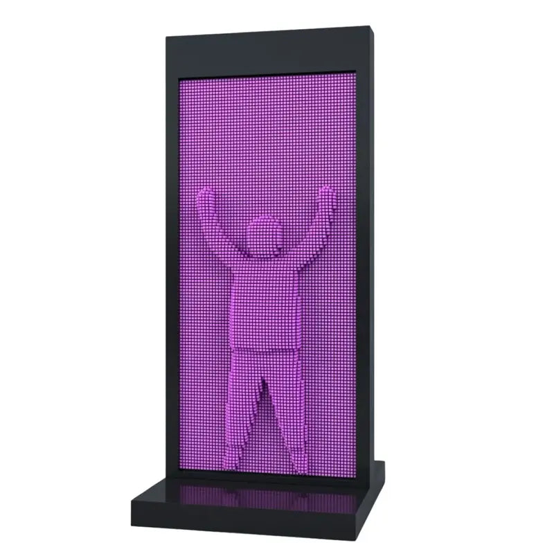Pin Art Wall Lifesize 7.5ft - Purple - front view of an arms raised body impression
