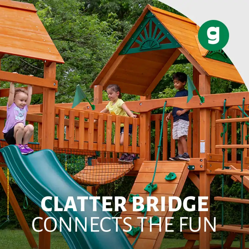 Pioneer Peak Swing Set – children crossing the clatter bridge