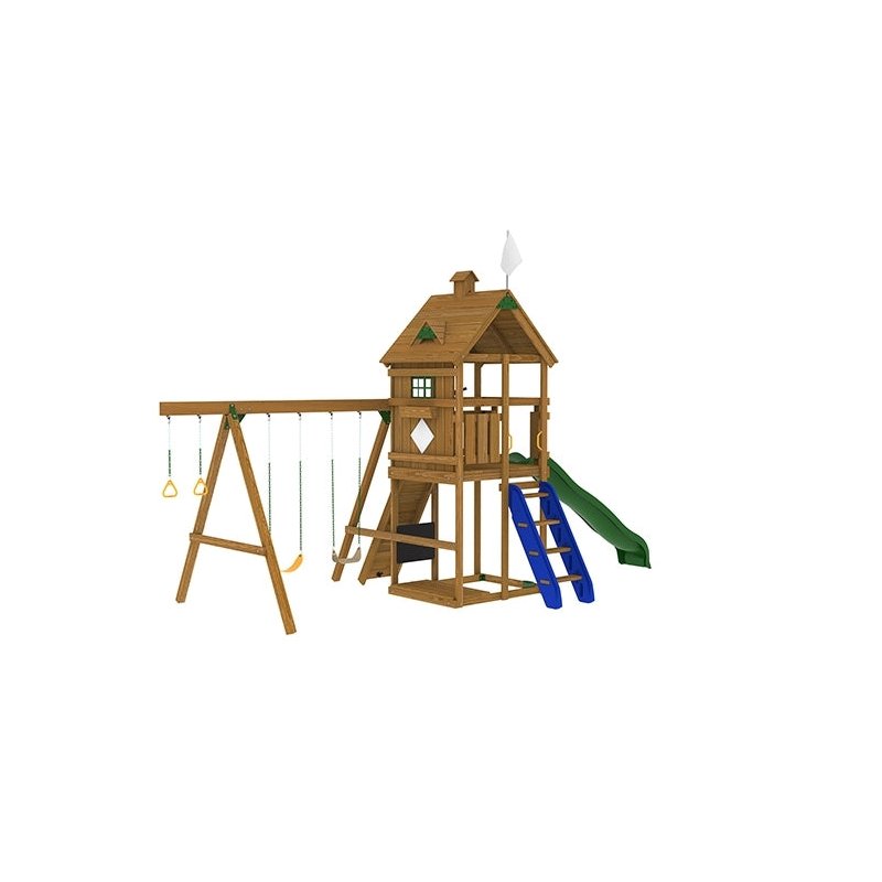 Playstar Legacy Bronze Playset BIY Kit product view with slide, swings, and climbing features