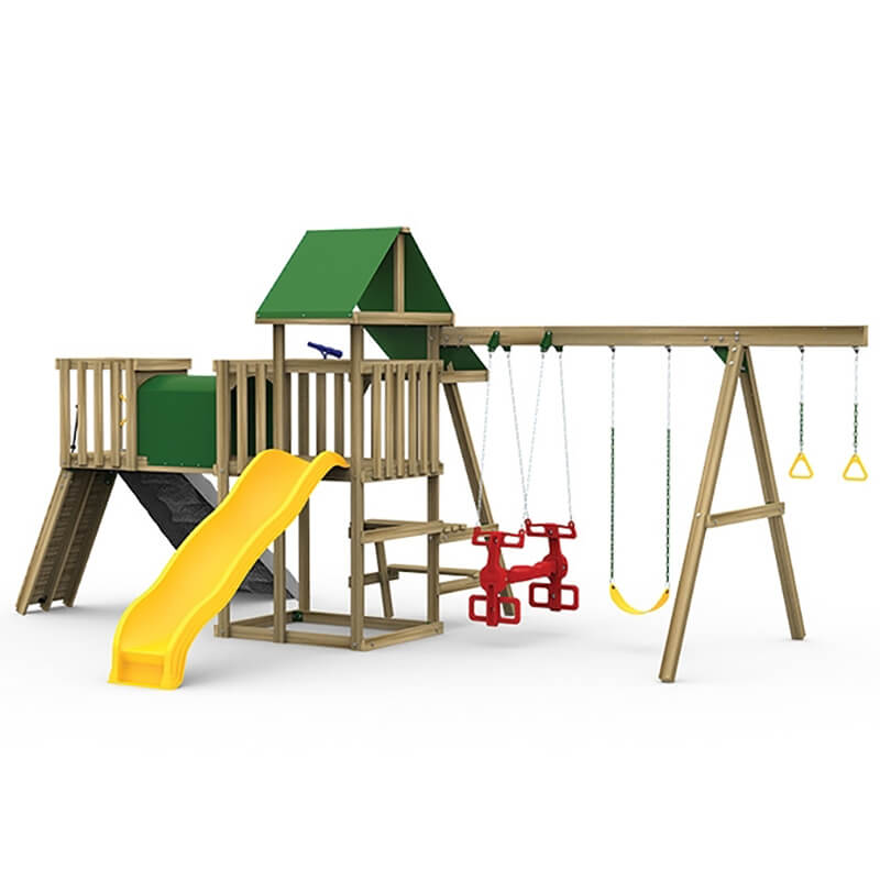 PlayStar Varsity Gold premium wooden playset rear angle