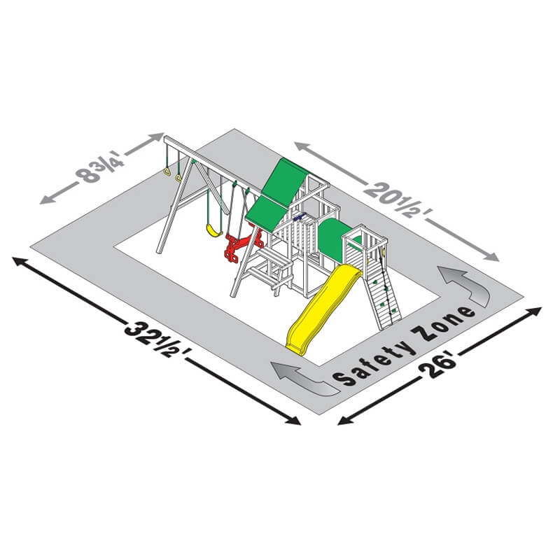 PlayStar Varsity Silver safety zone dimensions diagram