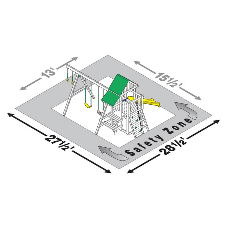 PlayStar Varsity Starter safety zone dimensions diagram