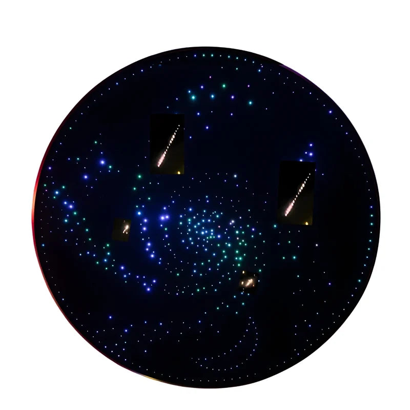 Round Fiber Optic Ceiling Panel with Shooting Stars - round panel with shooting star light trails