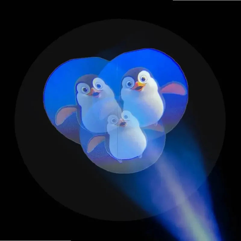 Sensory Vista Pro Projector with Speakers & 8 Image Discs - penguin scene projected from the image discs