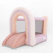 Side view of the Smol Rainbow Pink Bounce House 6 x 6 with slide