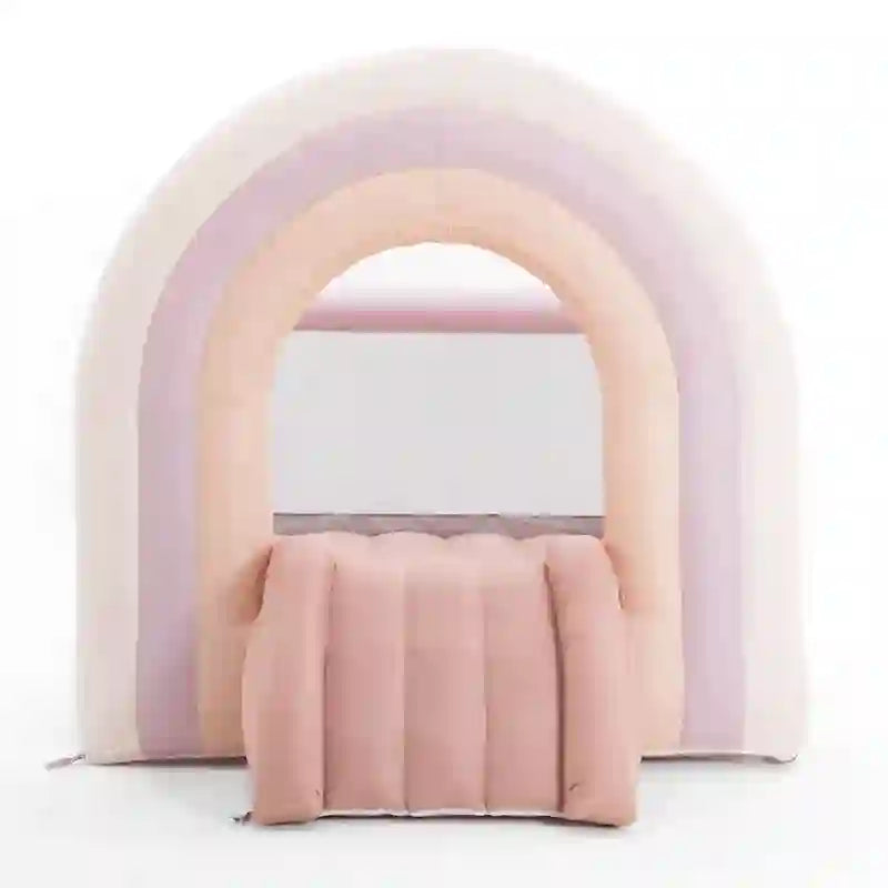 Smol Rainbow Pink Bounce House 8 x 8 size on a studio background