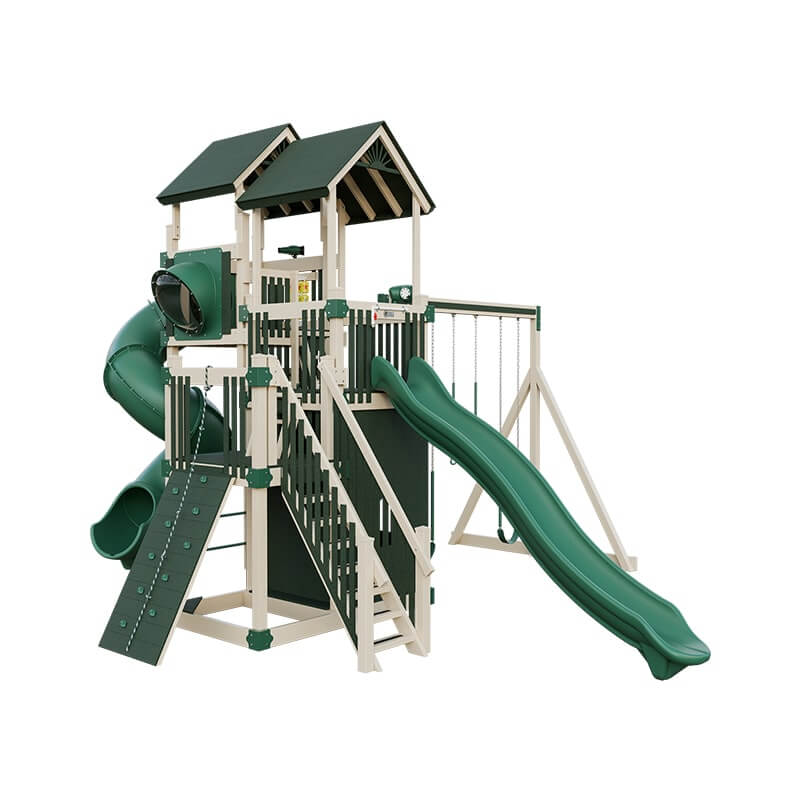 xsummit amish made playset for climbing almond green front left