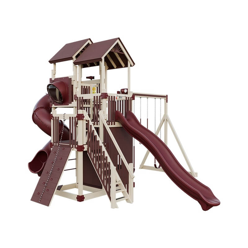 summit amish made playset for climbing almond red front left