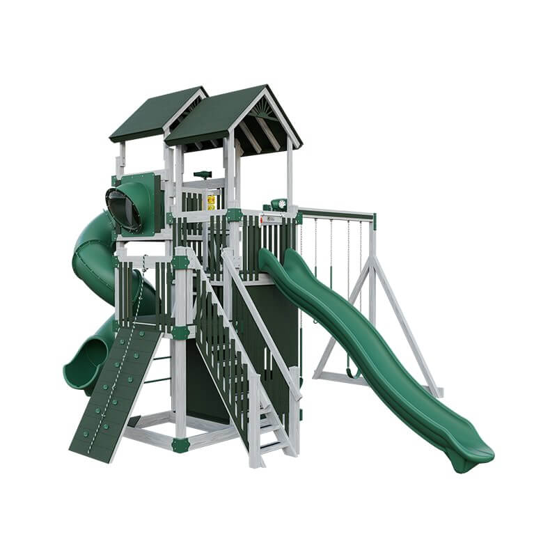 summit amish made playset for climbing ash wood green front left