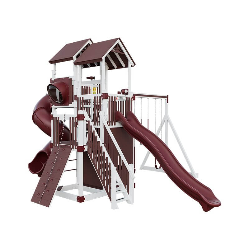 summit amish made playset for climbing white red front left