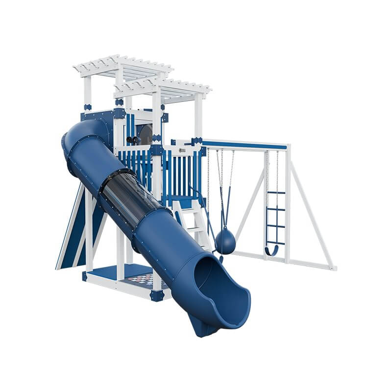 super 48 sidekick vinyl playset with slide white blue front left