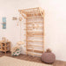 Swedish Wall Gym Set with Accessories – natural wood wall ladder with rings and rope accessories
