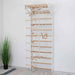 Swedish Wall Gym Set with Accessories – white and natural wood wall ladder side view