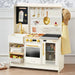 Tiny Land® BistroSwitch Play Kitchen – Cream kitchen with gold-colored cookware and staged play food
