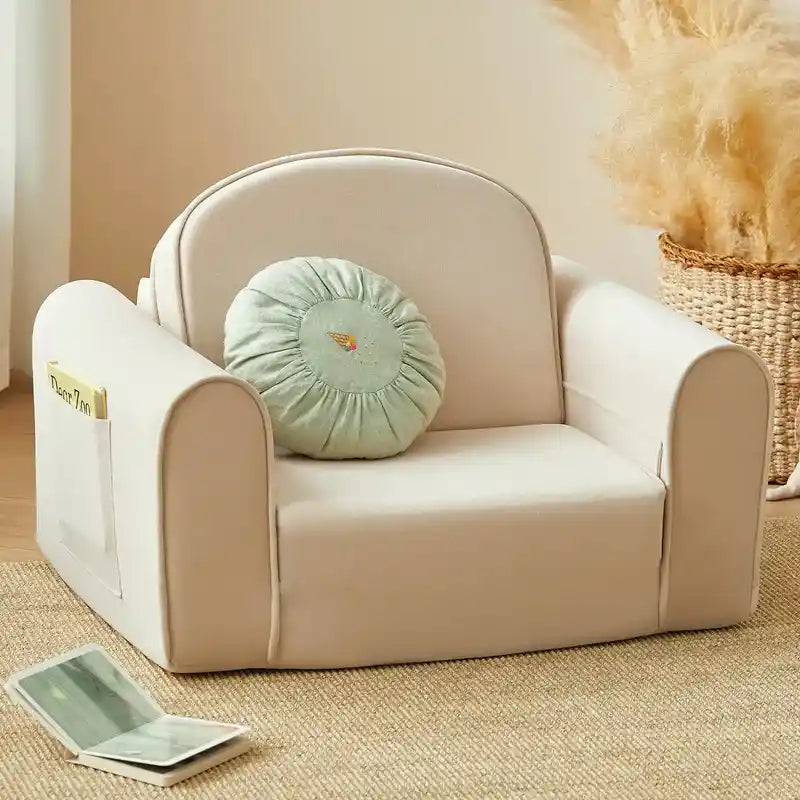 Tiny Land® GentleSnug Kid Chair – Beige kids chair view