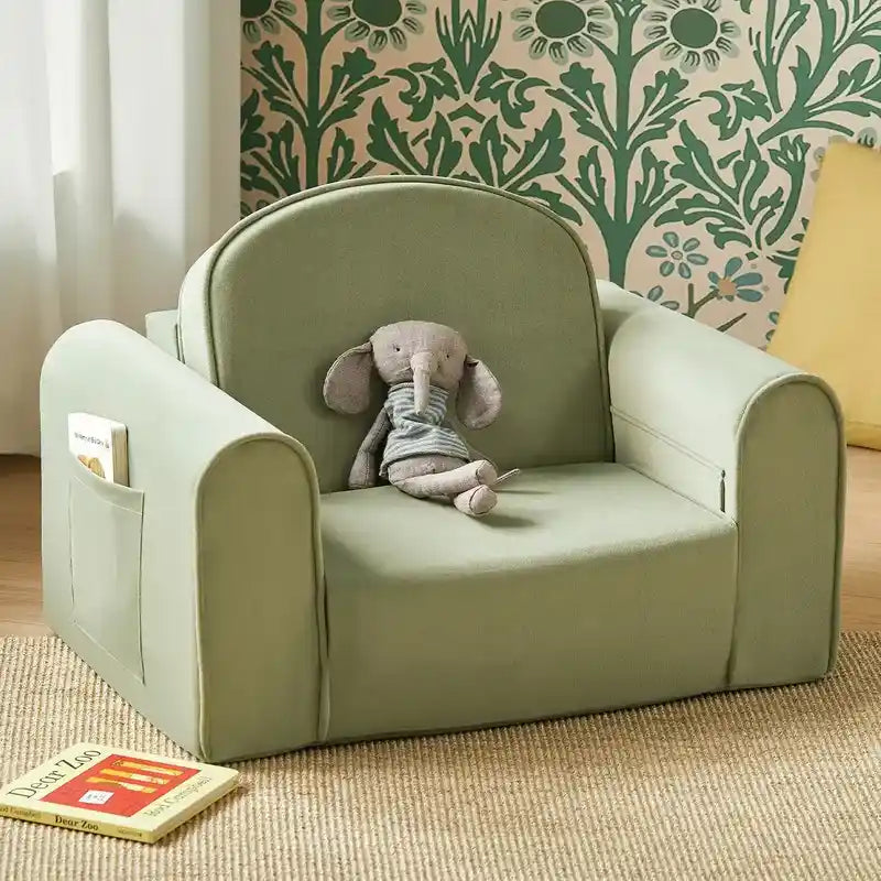 Tiny Land® GentleSnug Kid Chair – Sage kids chair in upright position