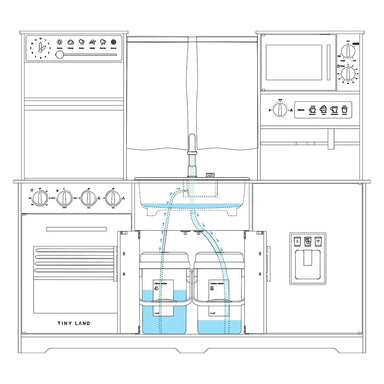 Tiny Land® Play Kitchen with Running Water - Iconic Aqua Kitchen in Cream – cream kitchen lifestyle view