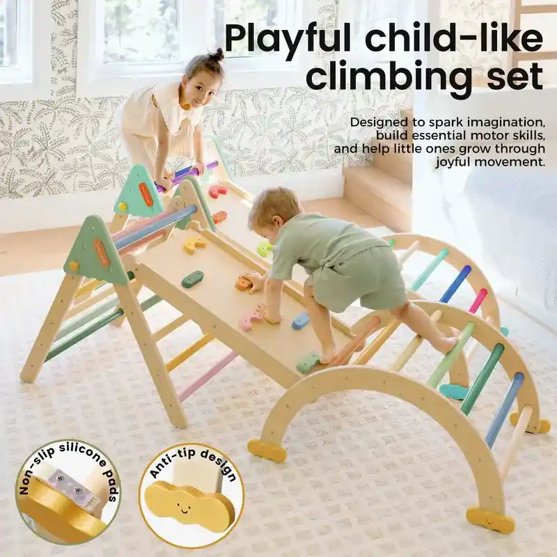 Tiny Land® 7-in-1 Morandi Pikler Triangle Set – arch and triangle configuration