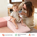 Tiny Land® PlayNest Climbing Blocks - Violet – adult beside a child seated on a Violet foam ramp