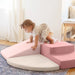 Tiny Land® PlayNest Climbing Blocks - Violet – child exploring a Violet ramp beside the stair block