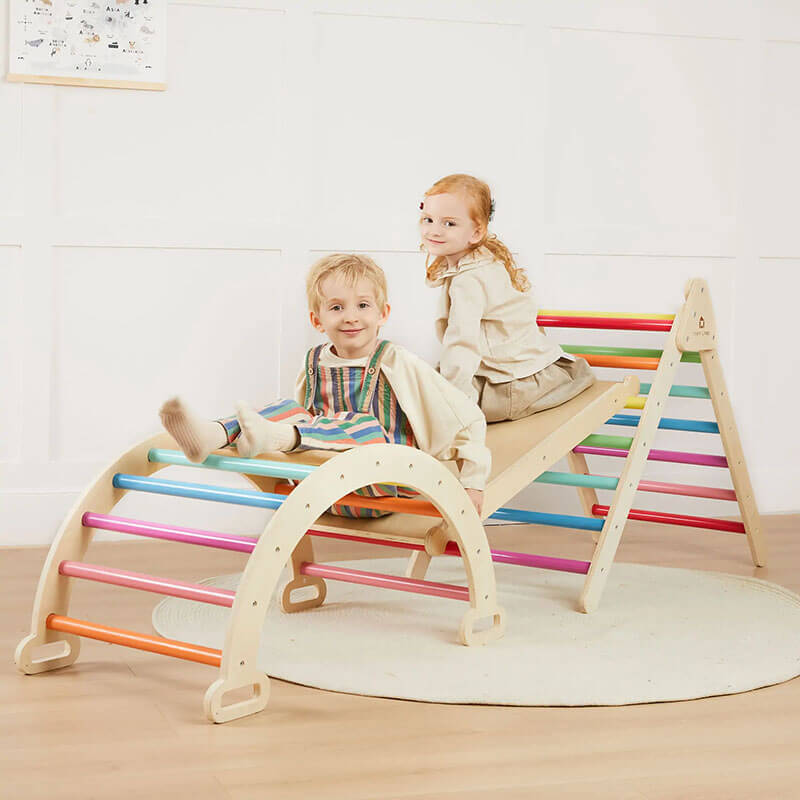 Climber Arch in rainbow colors with kids playing