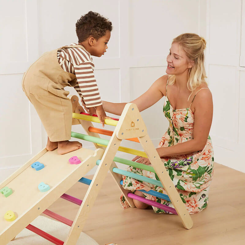 TIny land 7 in 1 rainbow climbing set with mom and son